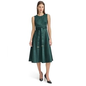 Calvin Klein, Green, Suede Midi Dress, Size 12